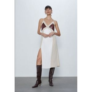 Zara Pleated Front Snake Printed Camisole Dress LG